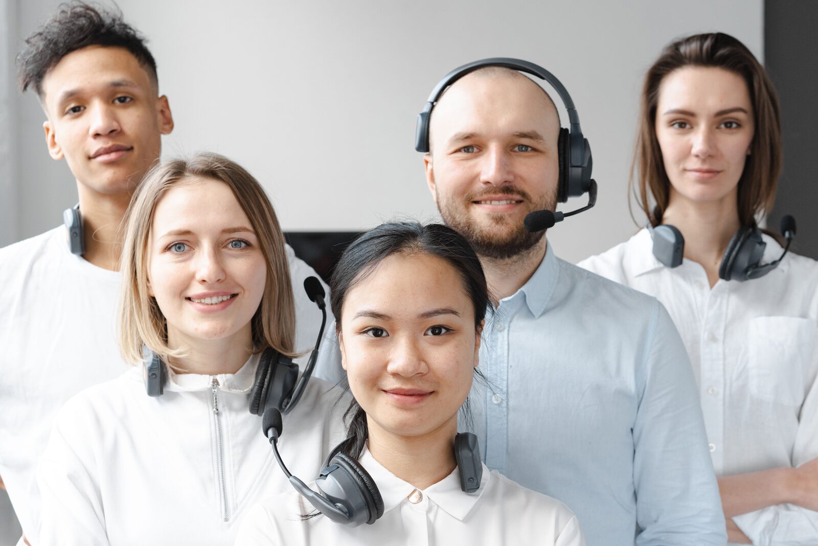 A group of advocates wearing headsets